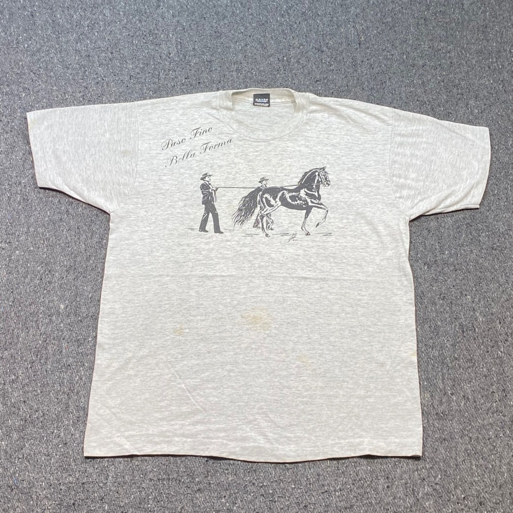 Screen Stars Best Paso Fino Horse TShirt Sz XL Mens Gray Vintage 90s Graphic USA